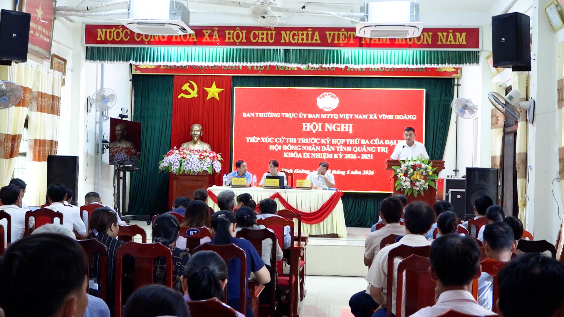 Đại biểu HĐND tỉnh tiếp xúc cử tri xã Vĩnh Hoàng trước kỳ họp thứ 3, HĐND tỉnh khóa IX, nhiệm kỳ 2026 - 2031