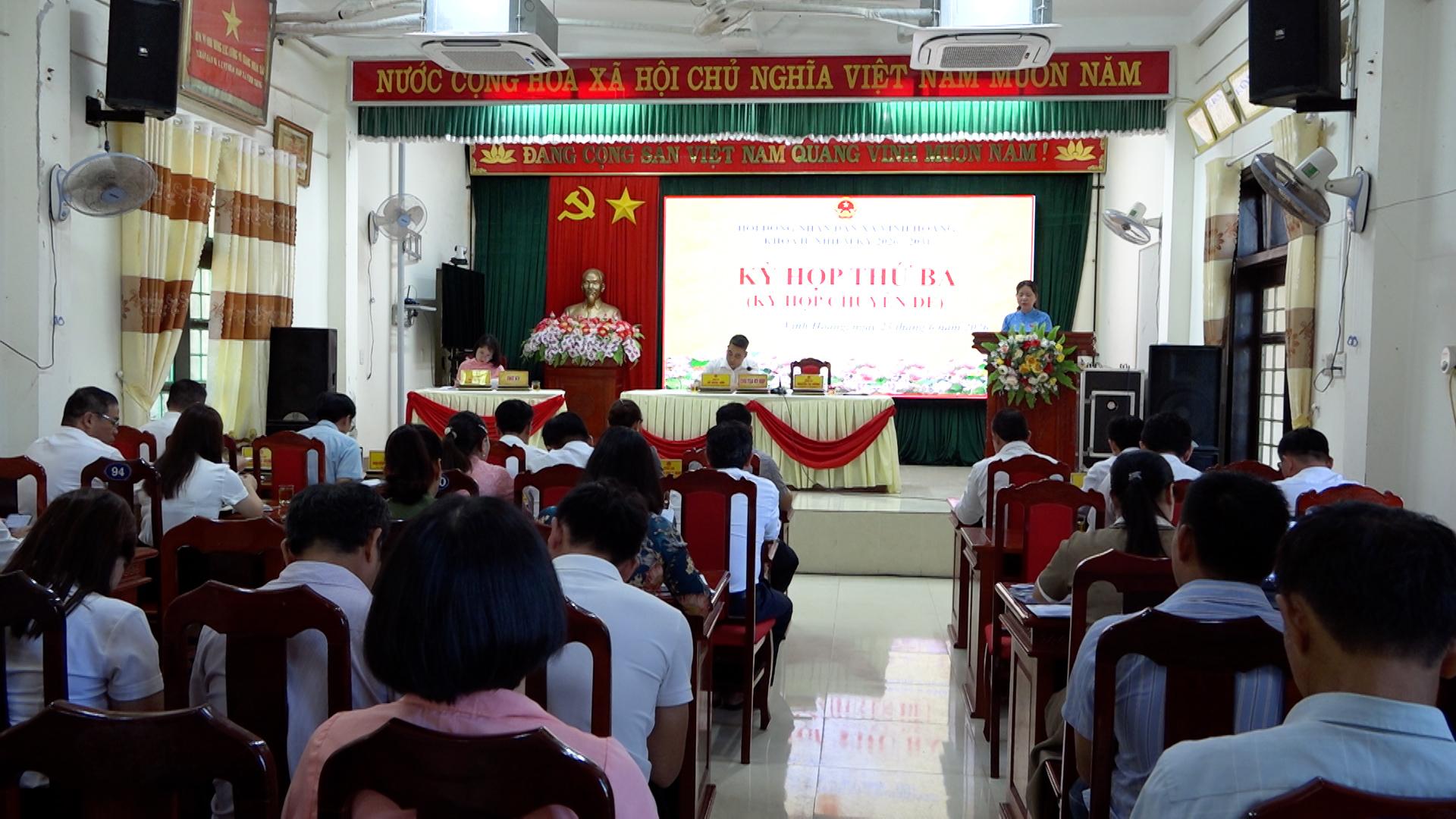 HĐND xã Vĩnh Hoàng: Kỳ họp lần thứ Ba (Kỳ họp chuyên đề), khóa II, nhiệm kỳ 2026 - 2031