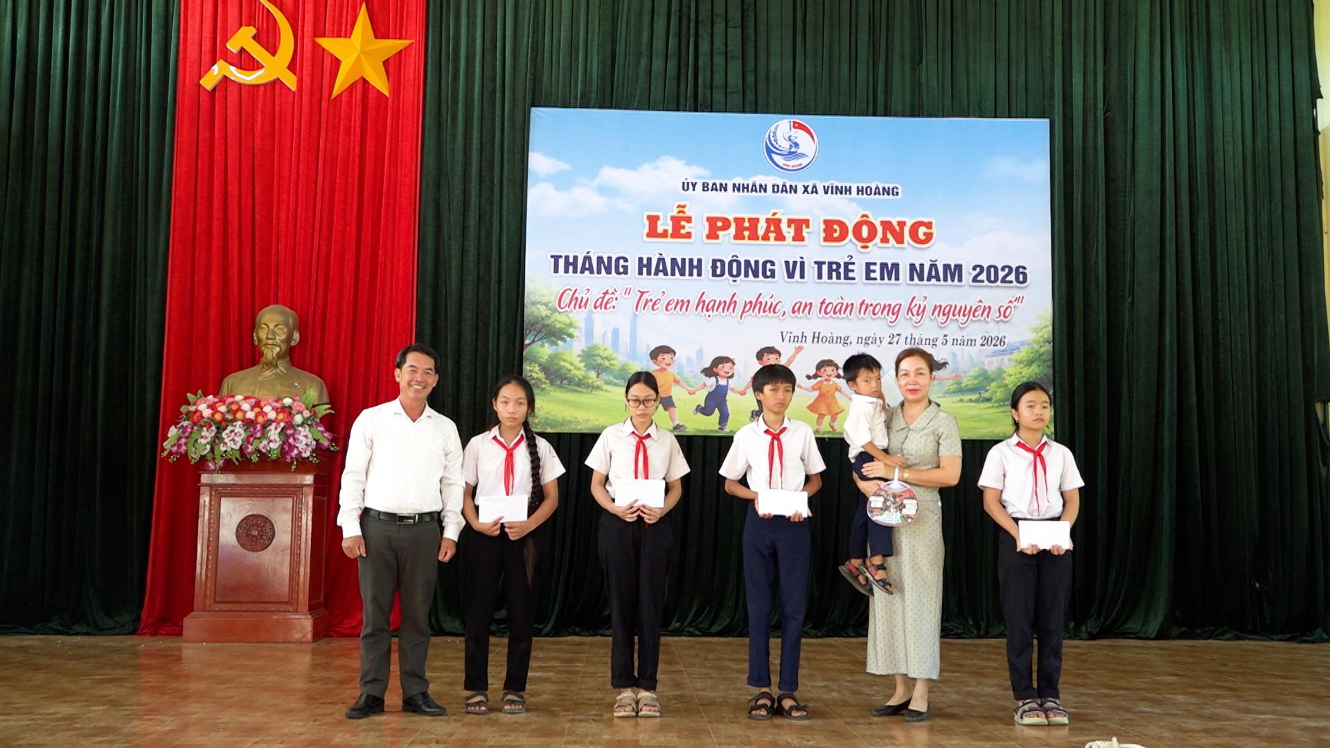 Xã Vĩnh Hoàng: Tổ chức Lễ phát động Tháng hành động vì trẻ em năm 2026